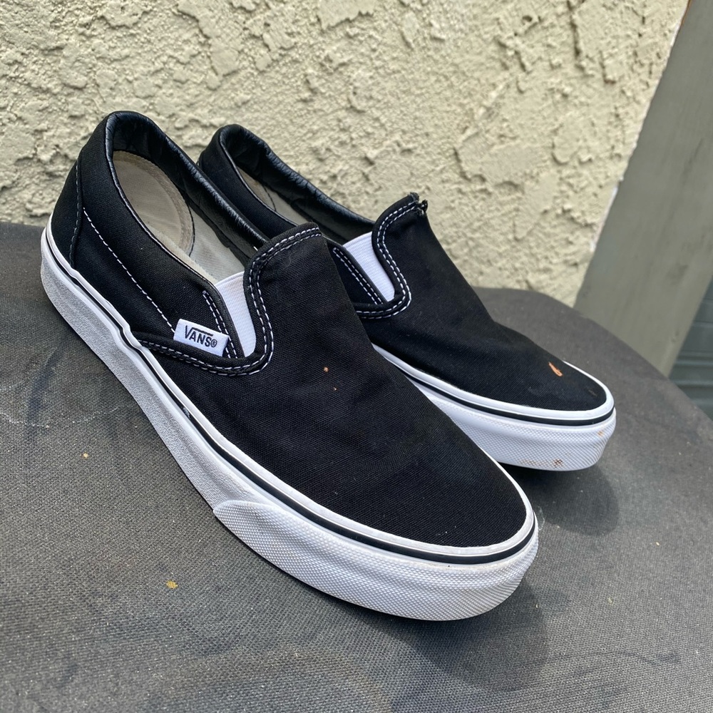 Black & White slip on vans (: